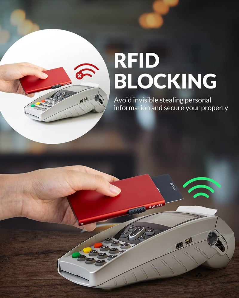 VULKIT Minimalist Credit Card Holder Pop Up Cards RFID Protection Slim Metal Wallet - Image 3